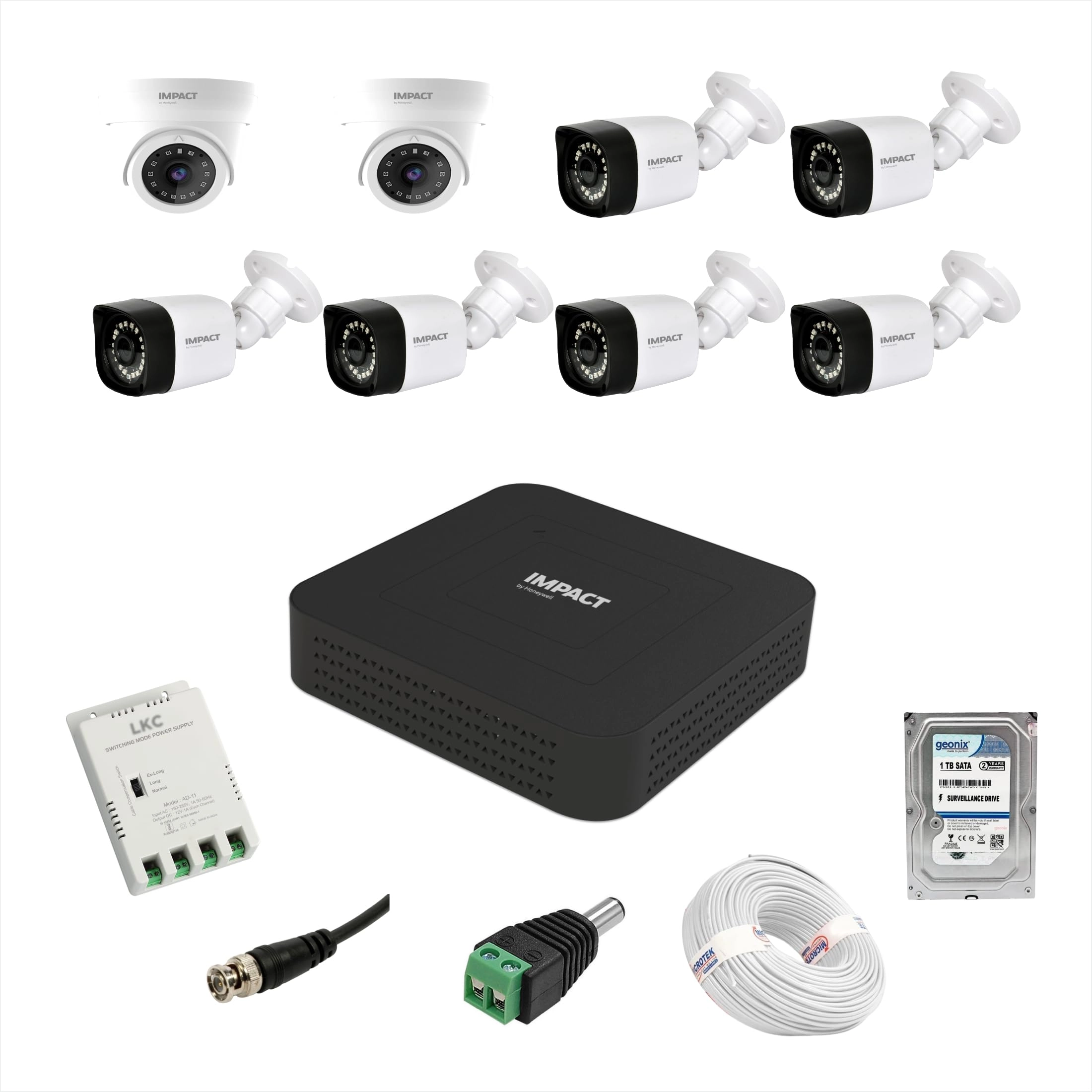 Honeywell International India Private Limited 2 MP CCTV KIT - 2 Dome & 6 Bullet 8 channels 1080p