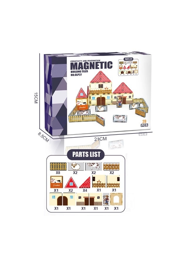 Magnetic Building Tiles Farm House Set - Farm 29 pcs