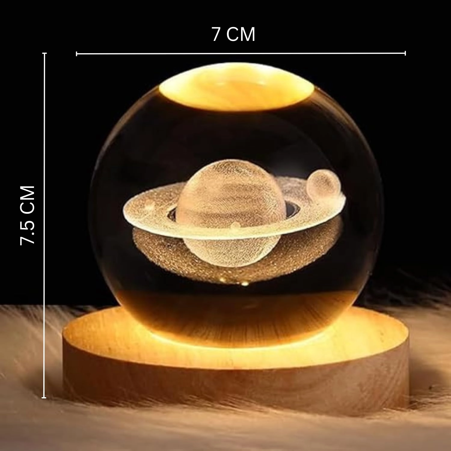 3D Crystal Galaxy Ball - Saturn Warm White USB