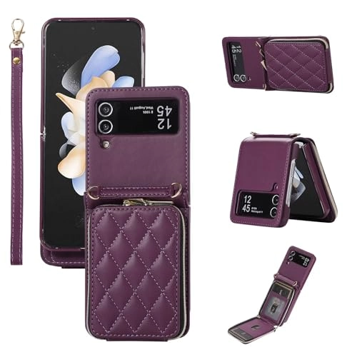 Miagon Case - Faux Leather Zipper Purse Wallet Phone Cover for Samsung Galaxy Z Flip4