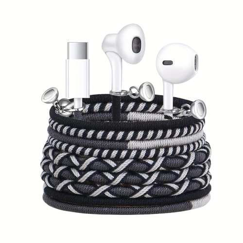 Fabric Cord Braided USB C Headphones Wired Earbud