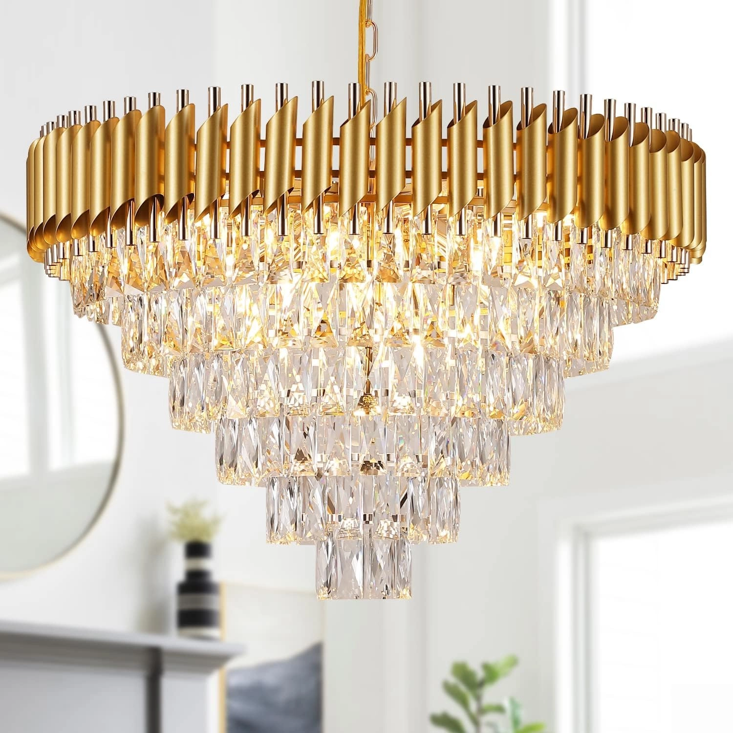 HUA QIANG WANG Crystal Chandeliers - 6-Tiers K9 Dimmable