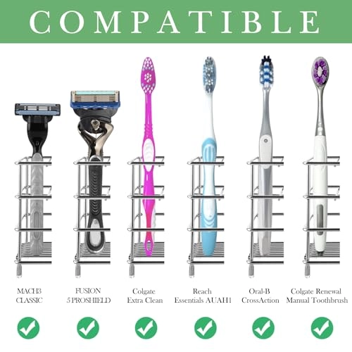 Wall Mount Toothbrush Holder - 5 Slots