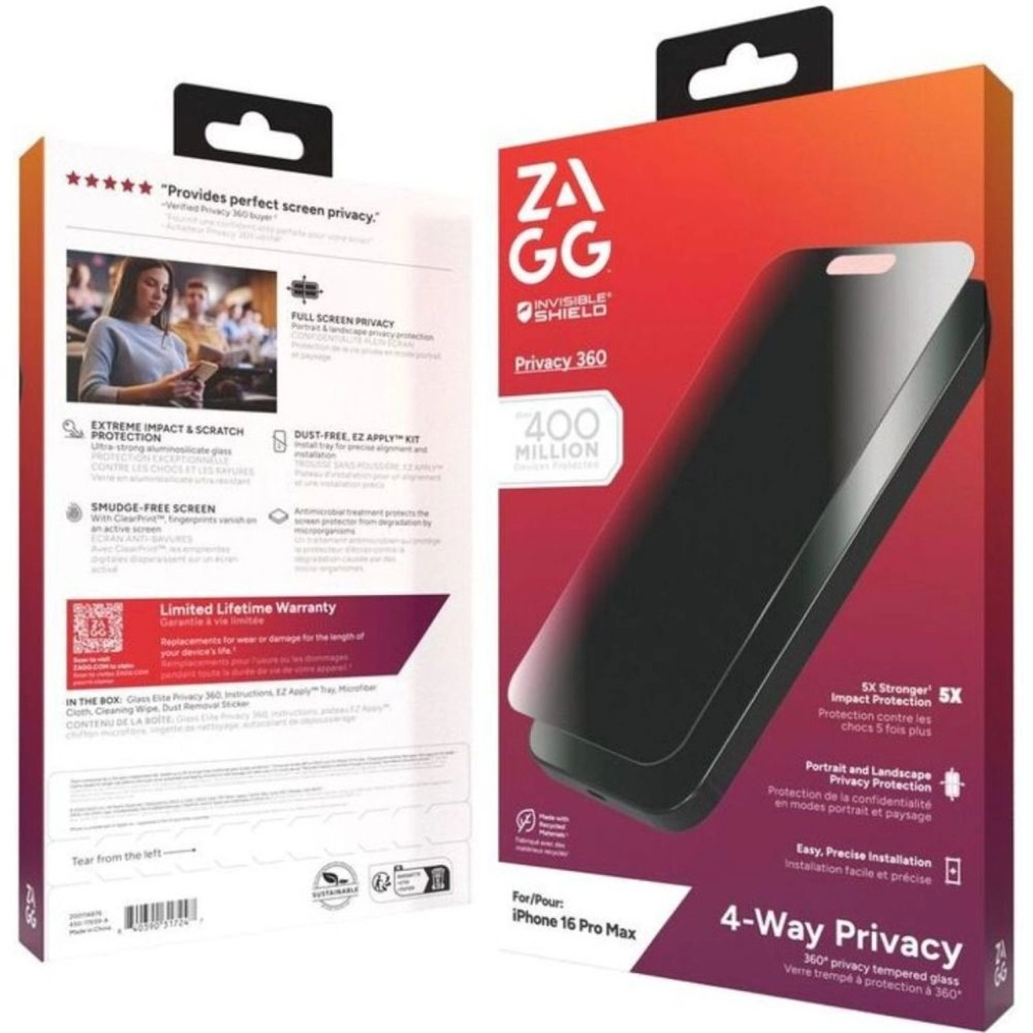 Privacy Tempered Glass Screen Protector for iPhone 16 Pro