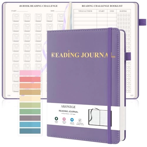 AKONEGE Reading Journal - PU Leather 5.6" x 8.3"