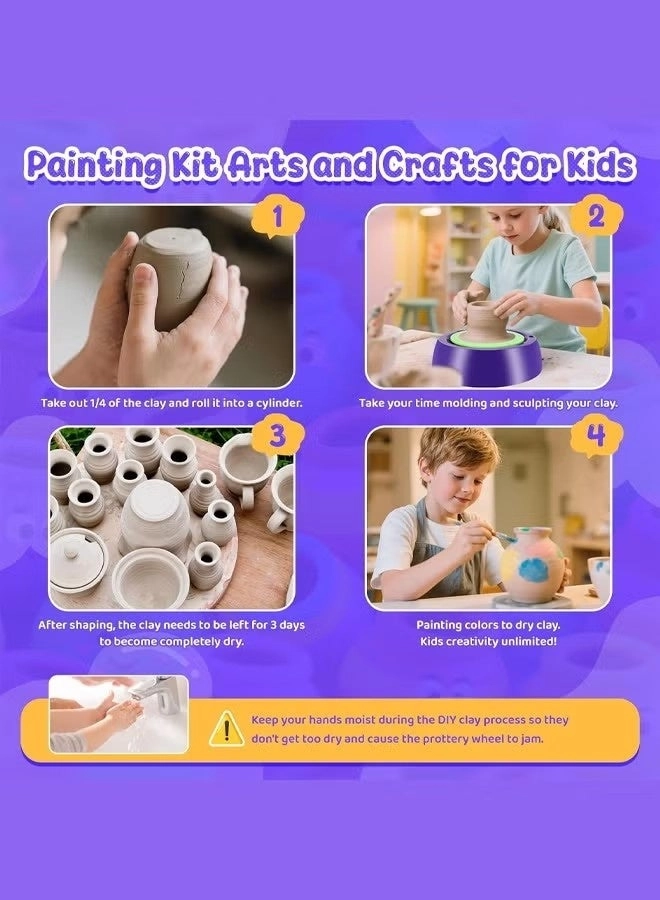 Pottery Wheel - Complete + Painting Kit - for Beginners + Modeling Clay + Sculpting Tools
