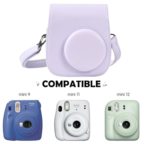 Mini 12 Camera Case + Mini Photo Album + Colorful Filter + Wall Hanging Frame + Stickers - Purple Compatible with Instax Mini 12