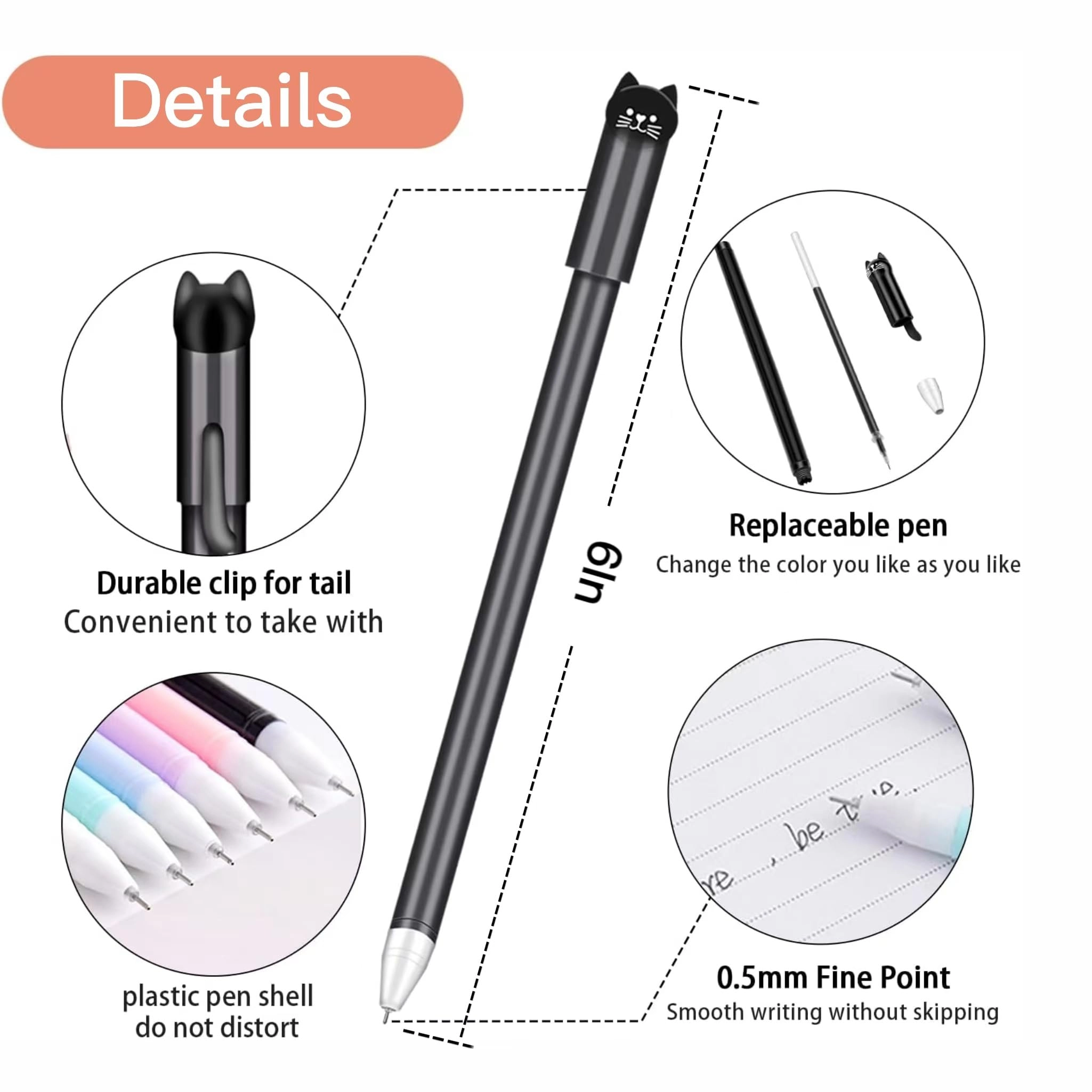 Cat Pens - 12pcs 0.5mm