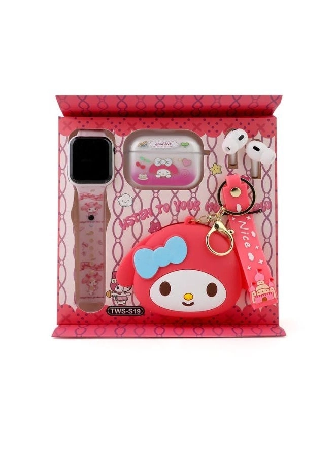 Sanrio Smart Watch - My Melody + Airpods + Keychain