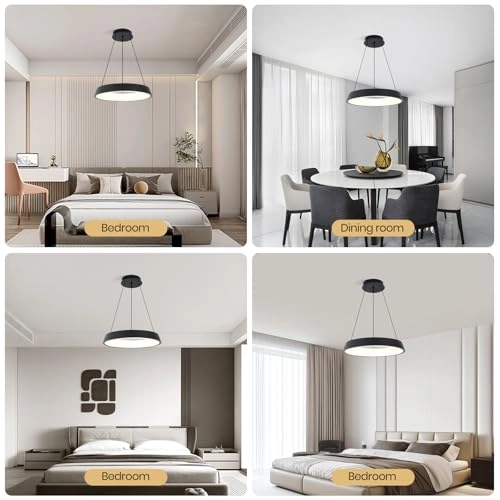 Round LED Chandelier - 3000K–6000K Dimmable