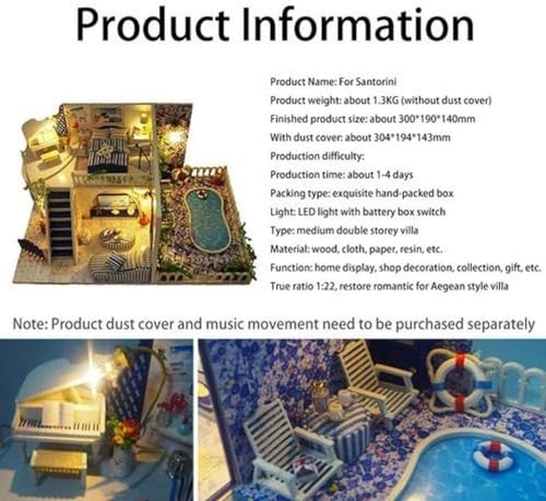 Villa garden DIY house - 42 * 34 * 32cm With music Dust cover