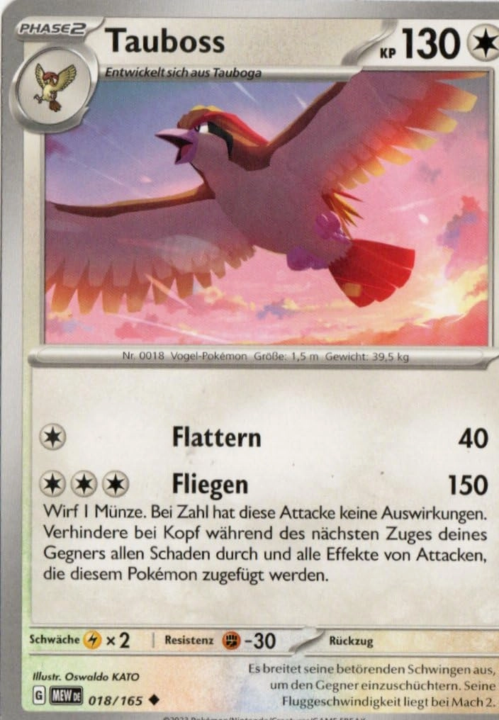 MZTCG Pokemon Tauboss MEW 018-151 - German
