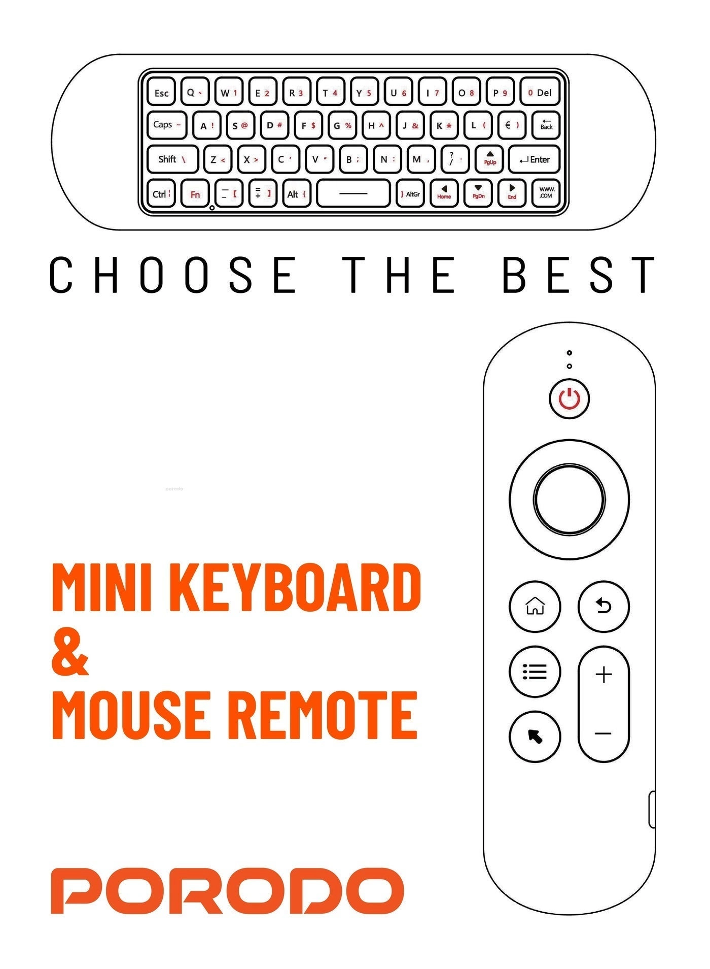 Air Mouse Remote and Mini Keyboard - Bluetooth/Wireless
