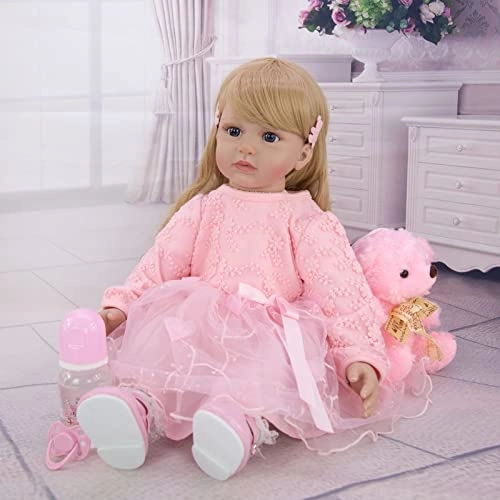 Reborn Baby Doll - 24 Inch Vinyl Cotton Body Pink Yarn Skirt Ages 3+