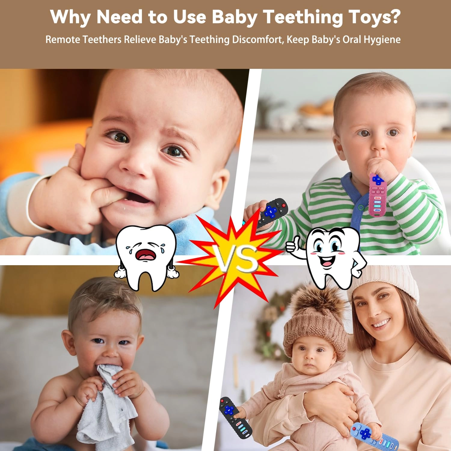 3 Pack Remote Control Shape Teethers - Silicone