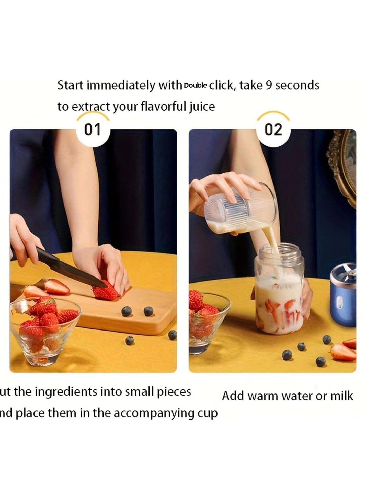 Portable Blender Juicer - USB Rechargeable Blue