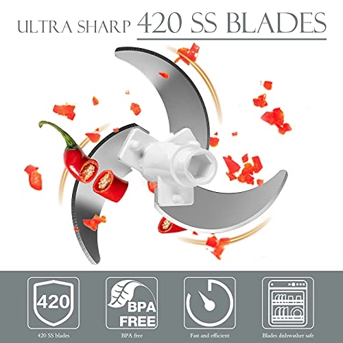 Manual Food Processor - 16.9 Fluid Ounces three blades