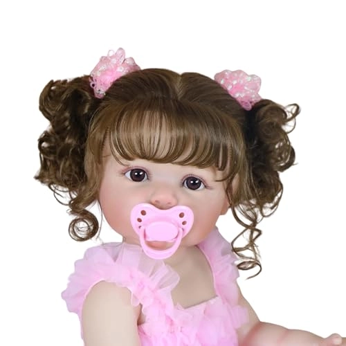 Reborn Toddler Doll - 22 inch Full Vinyl Body Rooted Brown Hair Ages 14+