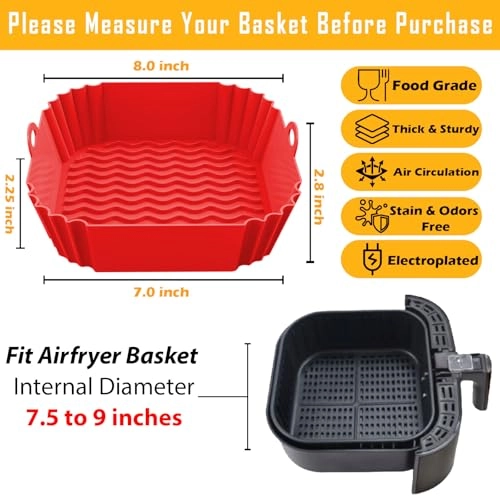 Air Fryer Silicone Liners - Silicone 2 Pack