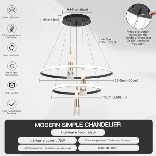 Modern LED Bedroom Chandelier - up to 100 cm