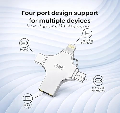 4 In 1 Usb Flash Drive - USB 3.0 USB-A USB-C Lightning Micro USB 128GB