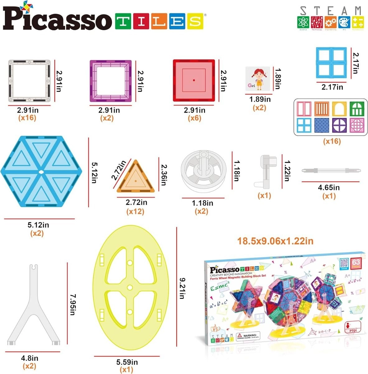 Magnetic Tiles Ferris Wheel - 63 pcs