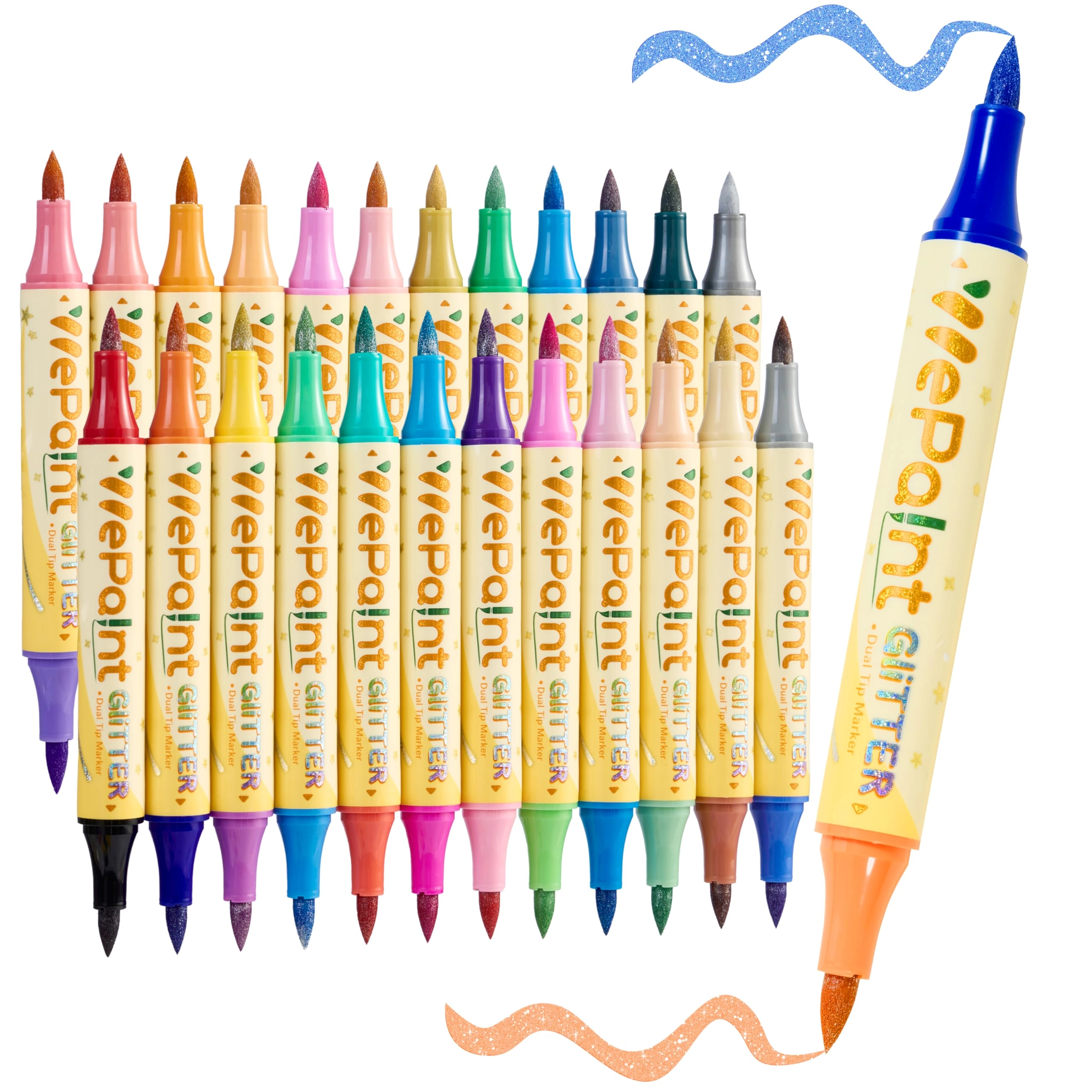 WePaint Glitter Markers - Multicolor Dual-tip Brush