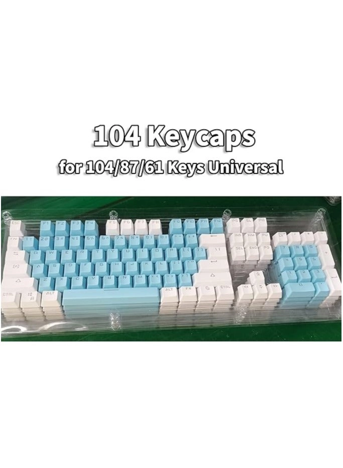 Keycap Computer - Translucent 104/87/61 Key Blue White