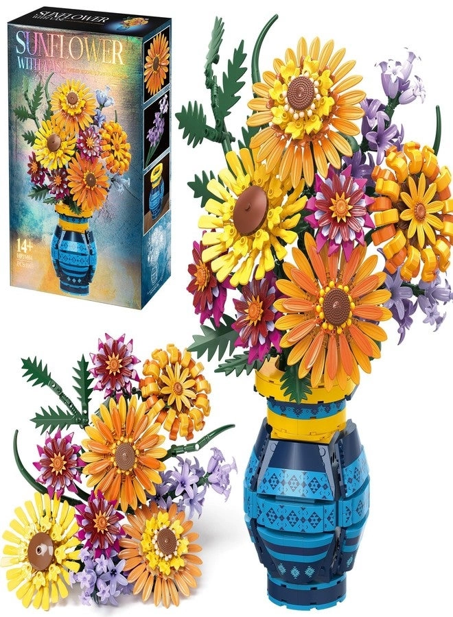 Qinline Sunflower Bouquet Building Blocks - Sunflower 1065pcs