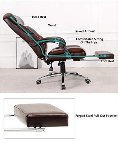 Desk Chair - PU Leather Brown High Back