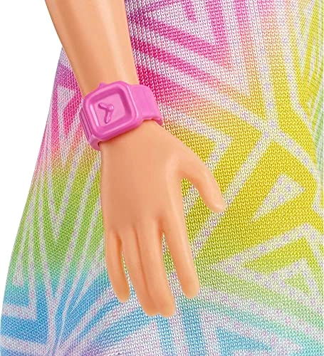 Barbie Fashionistas Doll #190 - Blonde Hair with Purple Streaks Romper Dress Yellow Wedge Sneakers Ages 3+