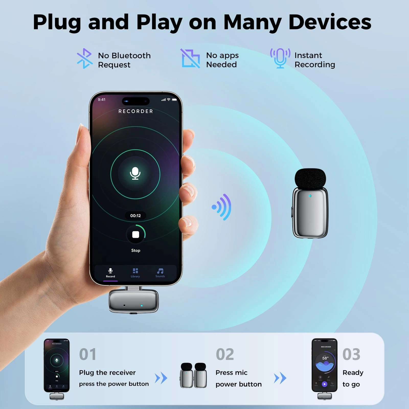 M6 Wireless+USB+Lightning Microphone