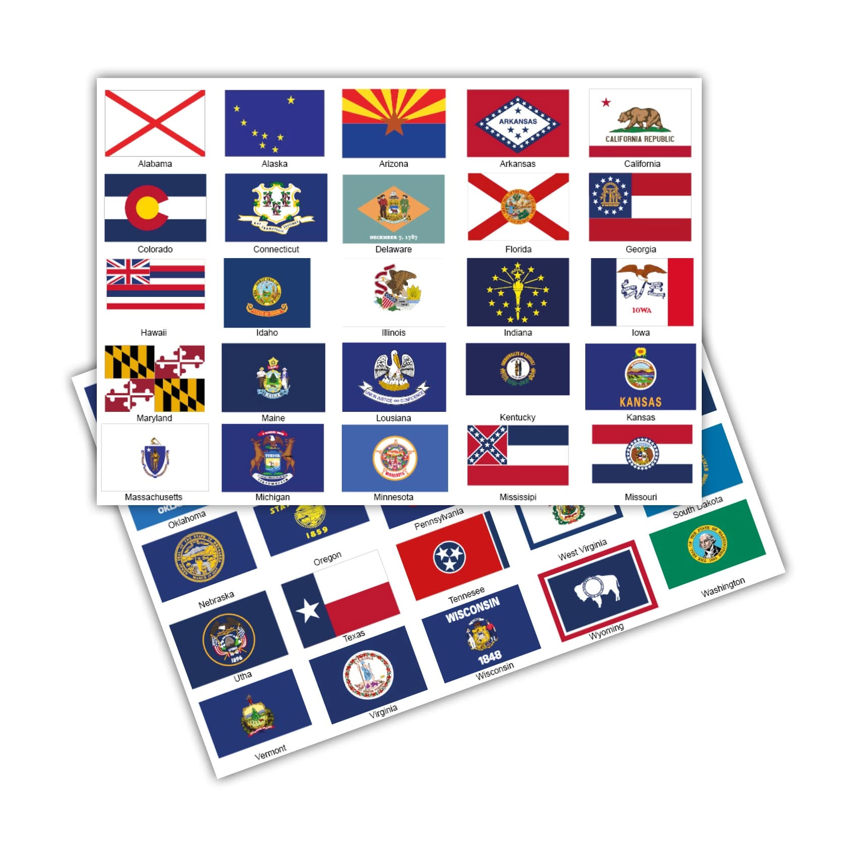 Finest Folia Country Flags Sticker Book USA States 50 pcs