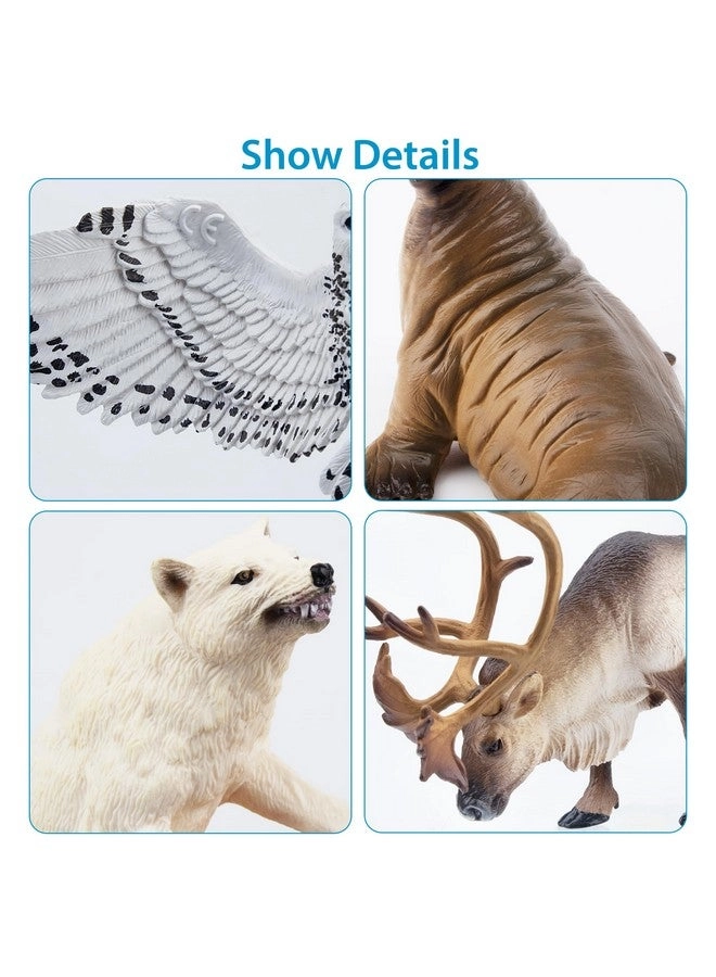 Polar Animals Figurines - Polar Bear Caribou Whales Walrus 12pcs 4-7"