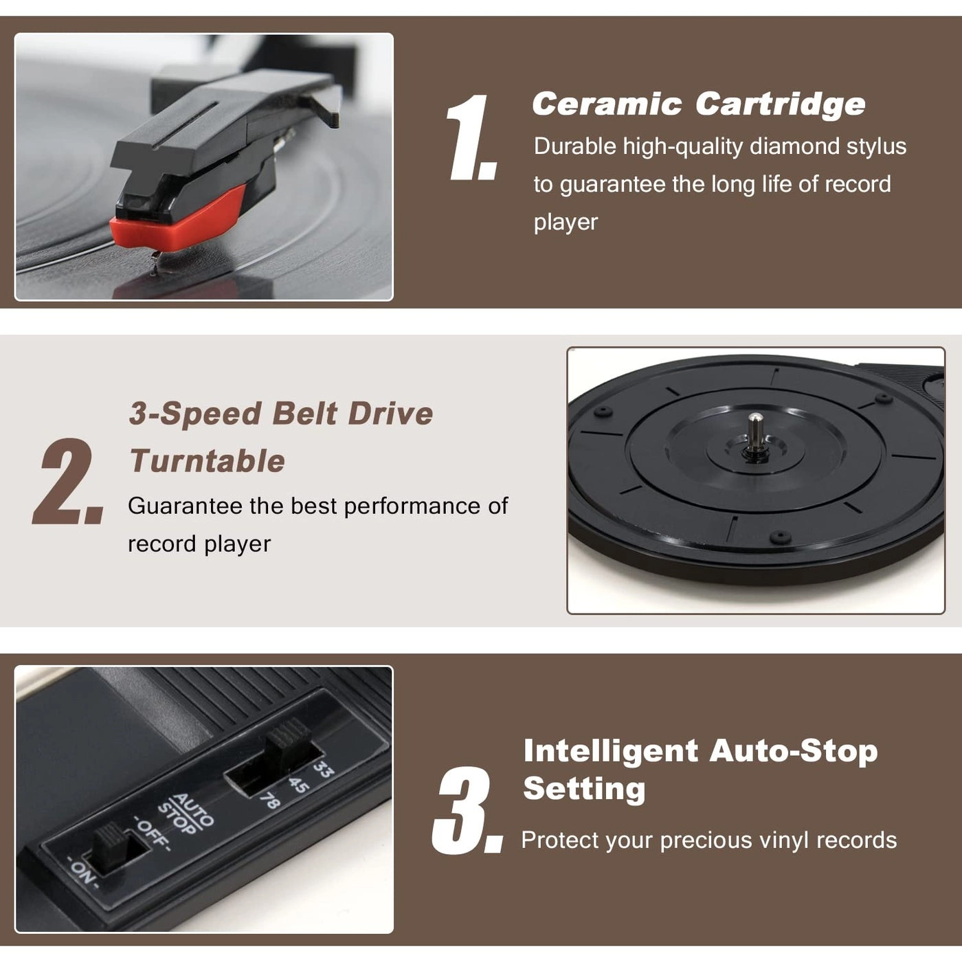 Wireless Turntable - 3-Speed Belt Drive