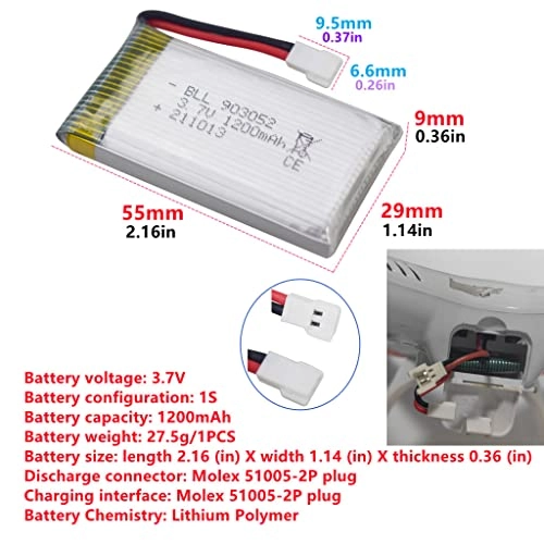 Battery - 1200mAh 3.7V + 5in1 Charger