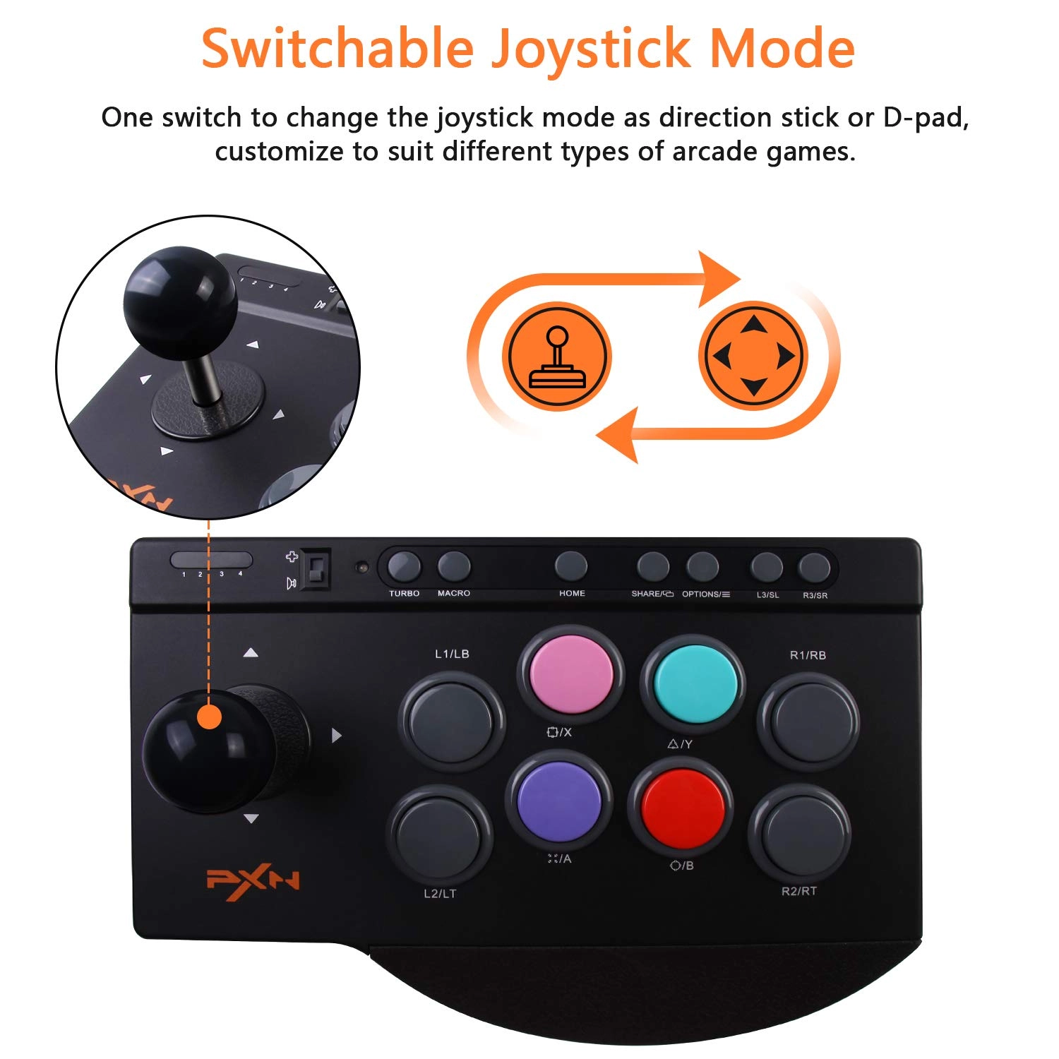 Arcade Joystick Game Controller - Black PC/PS3/PS4/X-ONE