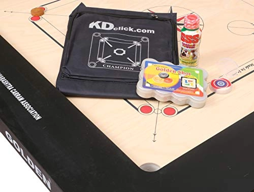 Golden Carrom Board - 32mm Coins Striker & Cover