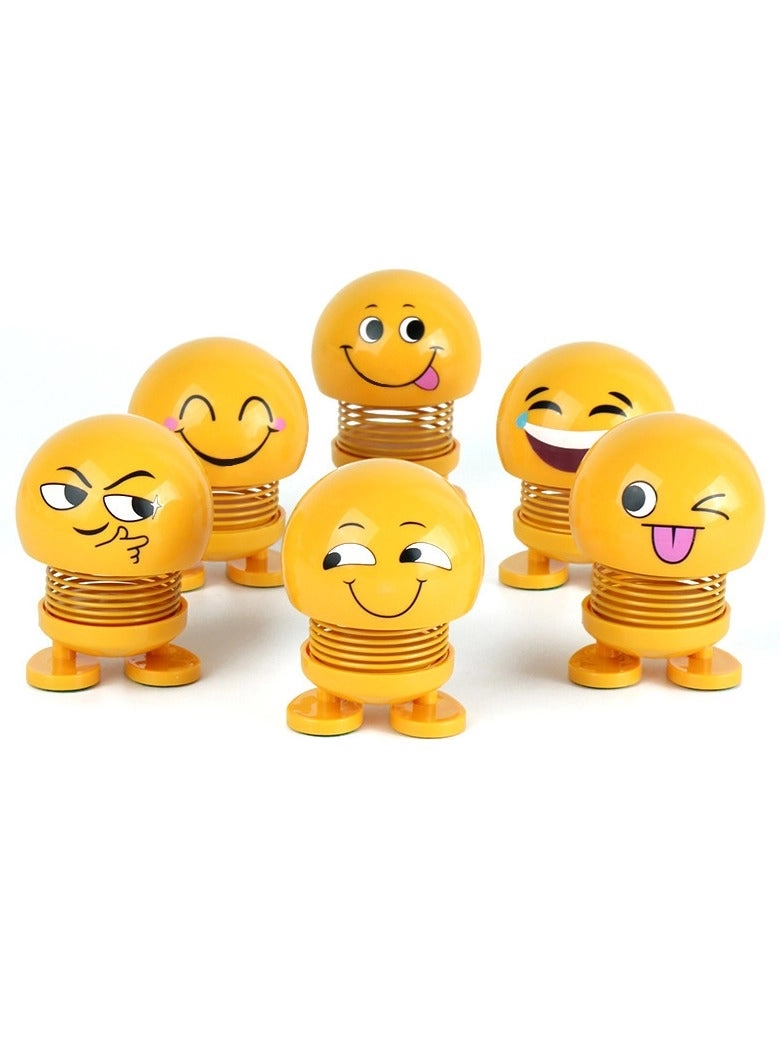 Generic Car Smiley Expression Spring Shaking Head Doll - 6-Piece Bouncing Set