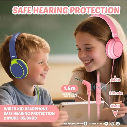 MD-H01 - Kids Wired 85dB Foldable On-Ear with Mic