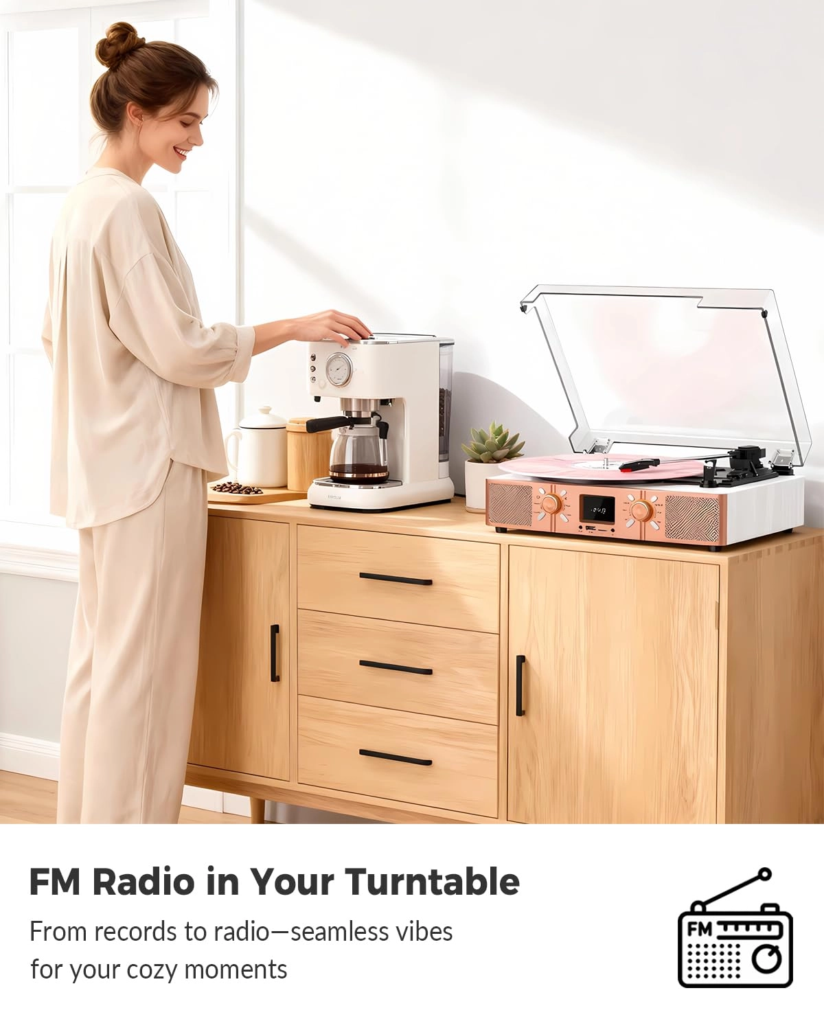 Vinyl Record Player - 3-Speed Belt-Driven