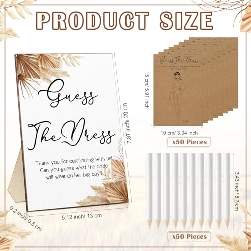 Guess The Dress Bridal Shower Game - 50 pieces