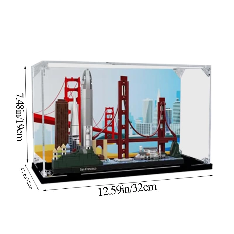 Clear Acrylic Display Case (21043) - 12.59x4.72x7.48in. Wood Bottom