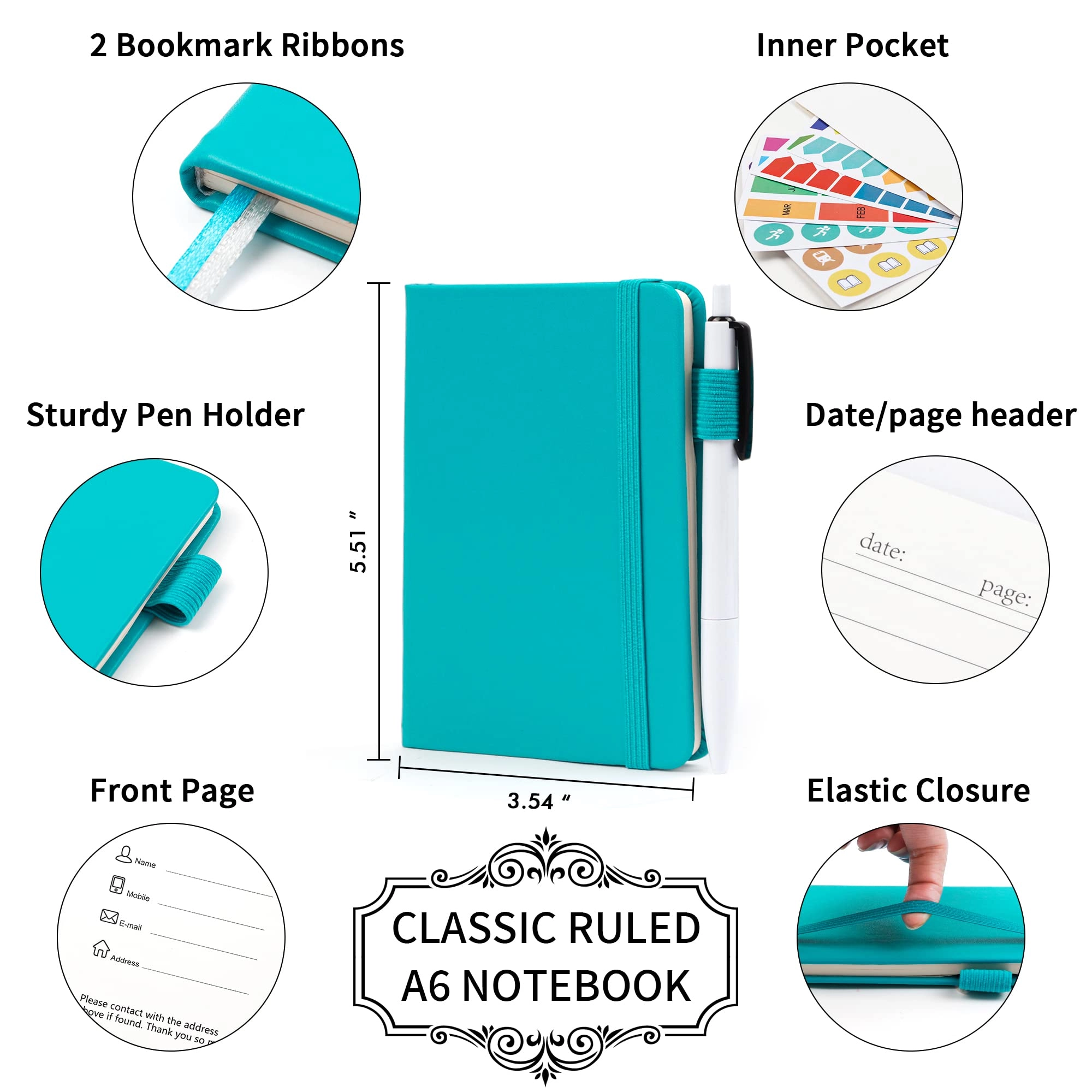 Pocket Notebook A6 Hardcover - Lined 56 Sheets