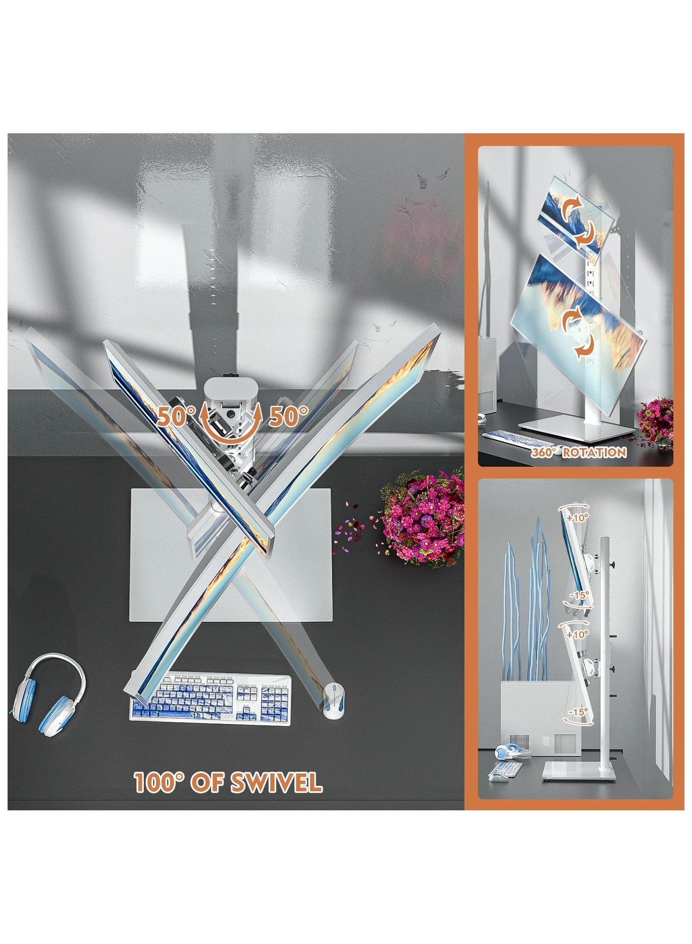 Dual Monitor Stand - 32 inch 75mm x 75mm 100mm x 100mm