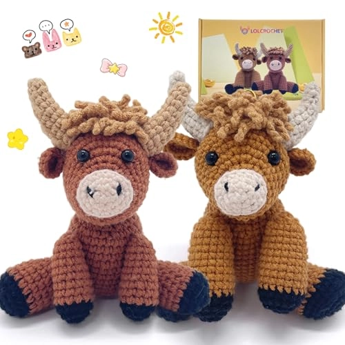 MZA STORES Highland Cow Crochet Kit - 2 Pcs
