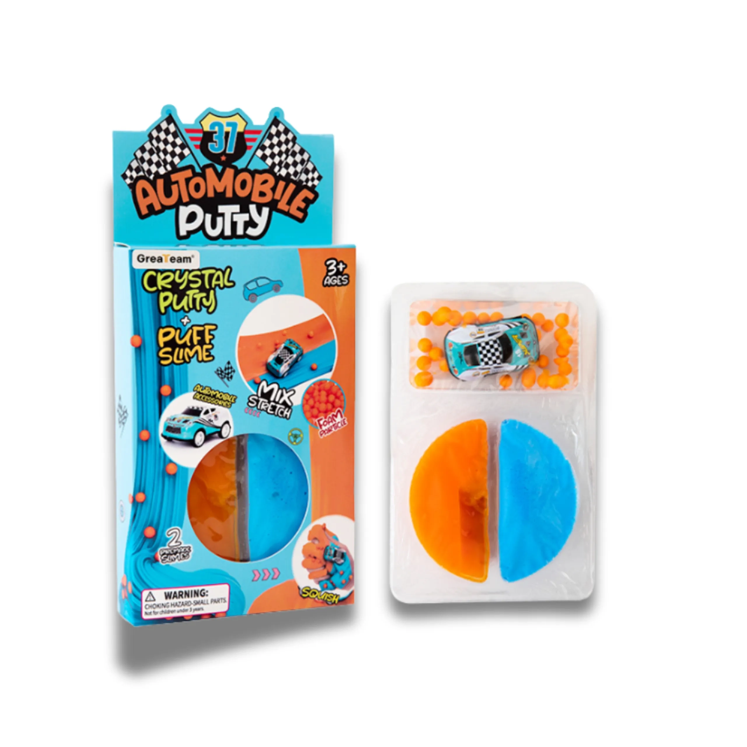 Greateam Automobile Racing Crystal Putty and Puff Slime Set - 3 years+