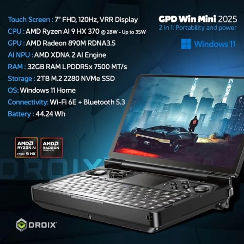 Mini WIN Mini 2025 370 - 7'' Ryzen AI 9 370 32GB DDR5 2TB NVMe SSD