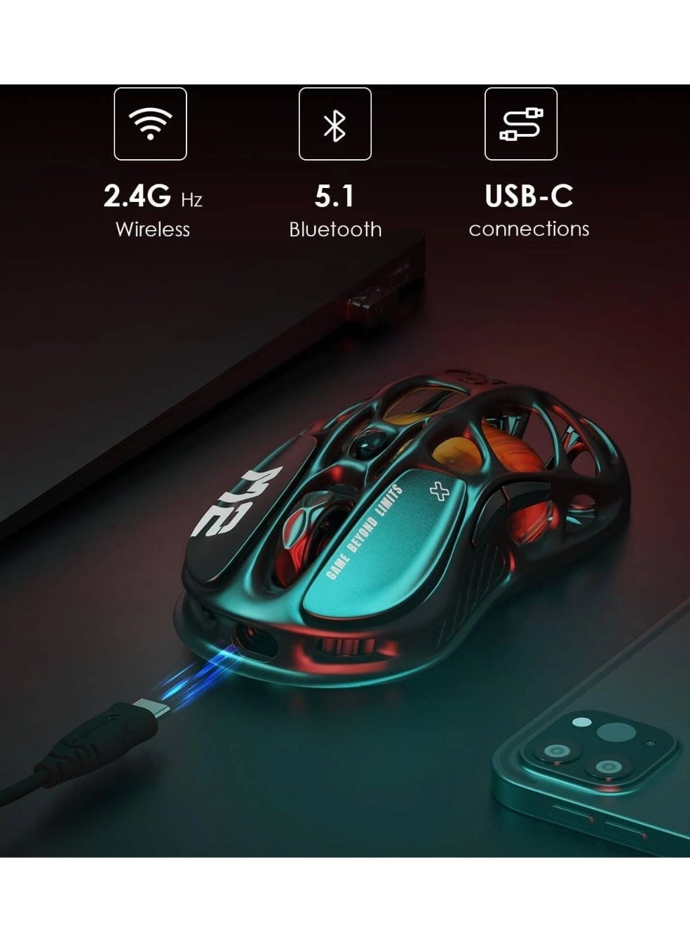 Mercury M2 Gaming Mouse - Bluetooth USB