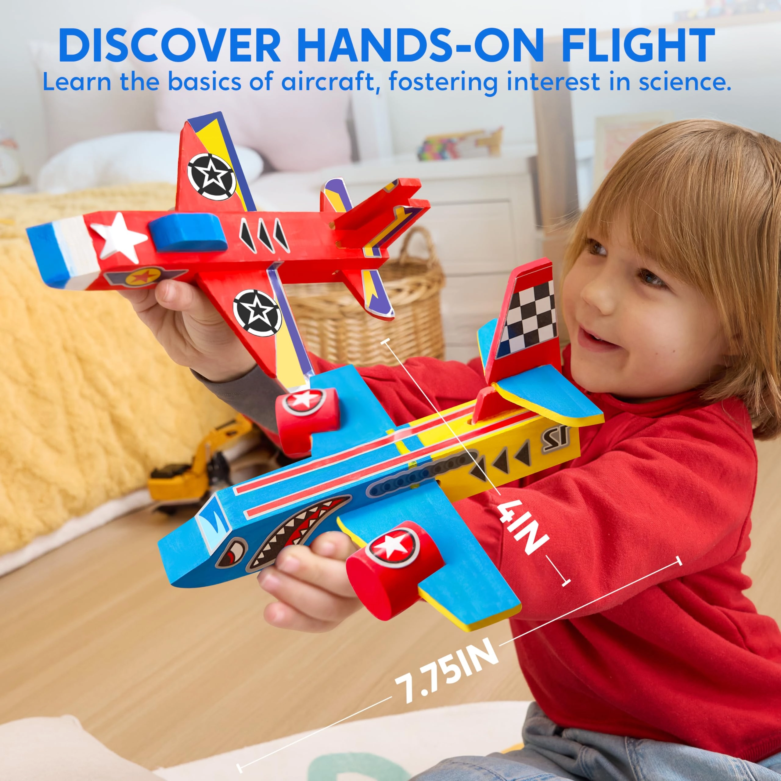 4pcs Wooden Aircraft Painting Kit